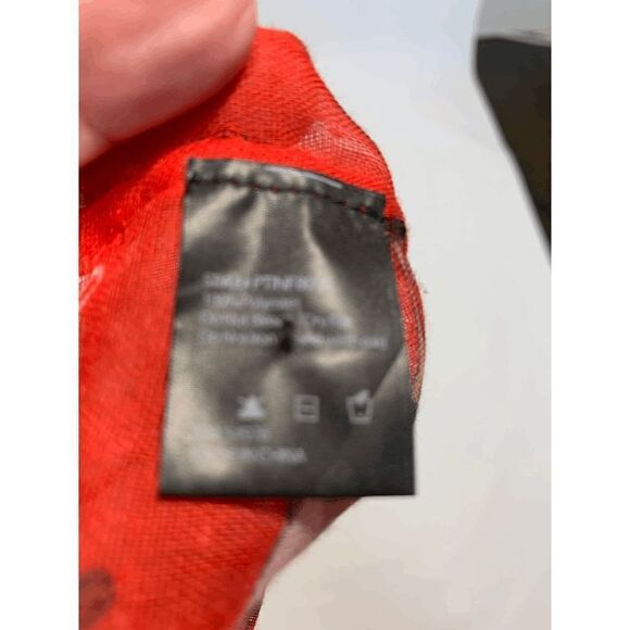 Festive Holiday Christmas Scarf Santa and Deer Print Red - Picture 3 of 3